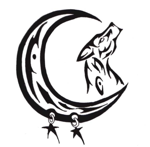 Тату волк и Луна эскизы