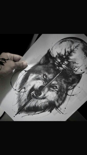 Луна волна тату