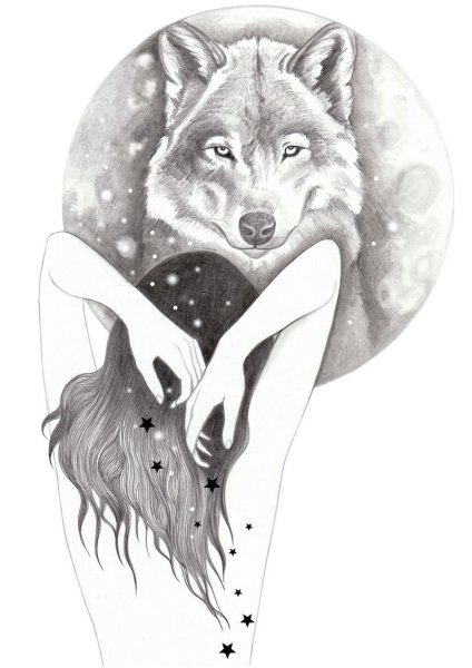 Татуировки волка эскизы для девушек