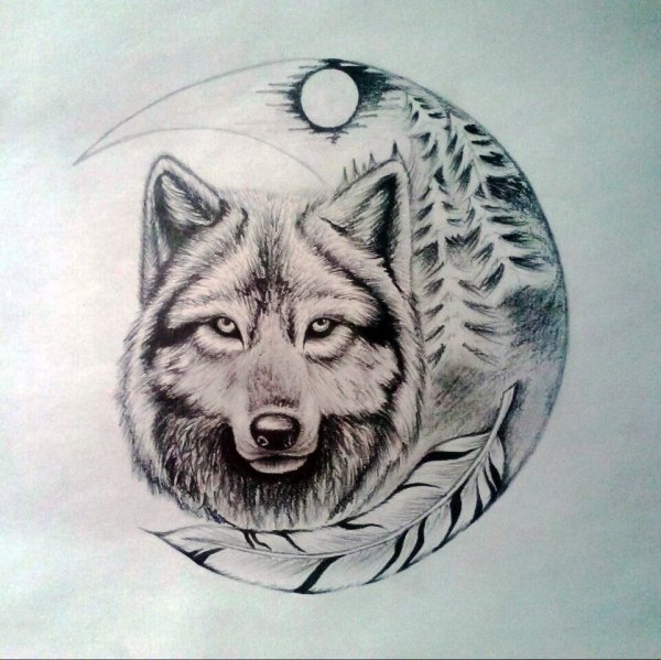 Славянский волк тату