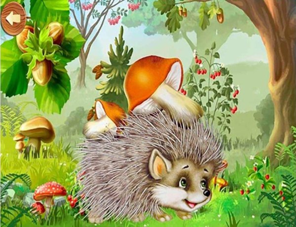 Molly набор алмазной вышивки Ёжик с грибами (km0063) 15х20 см