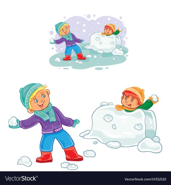 Мультяшные дети зимой