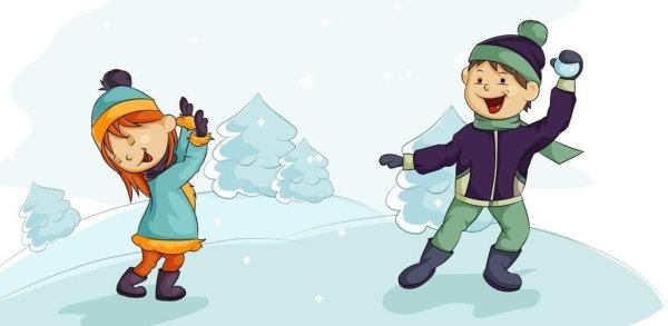Мультяшные дети зимой