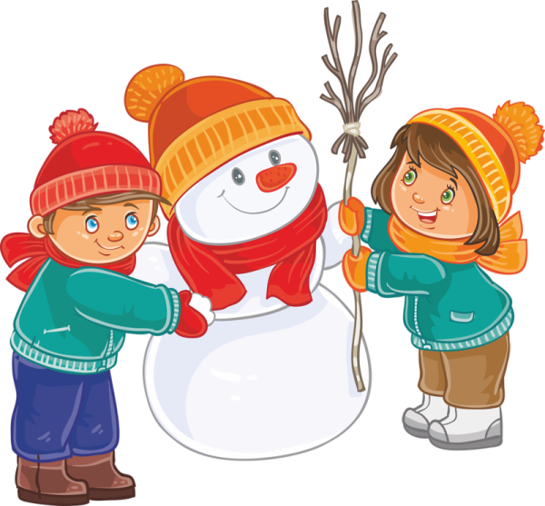 Дети зимой на белом фоне