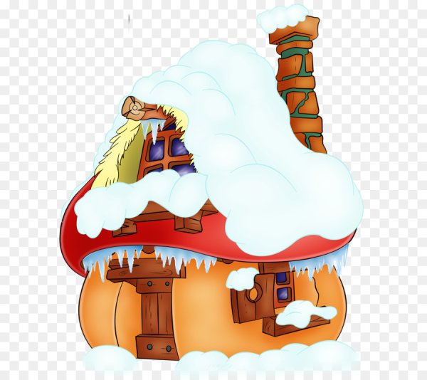 Зимний домик мультяшный