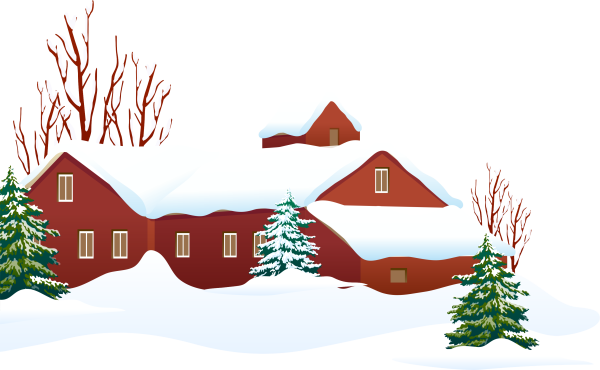 Дом в снегу на прозрачном фоне