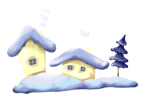 Мультяшные домики в снегу