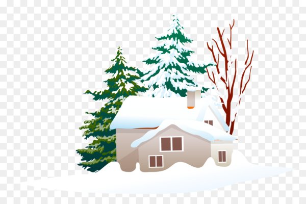 Зимний домик на белом фоне