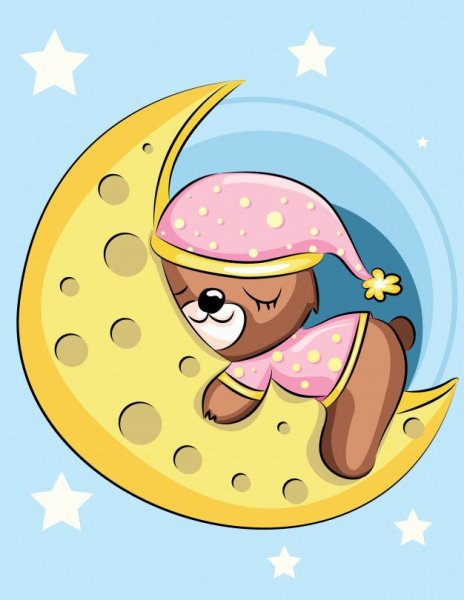 Мишка спит на Луне