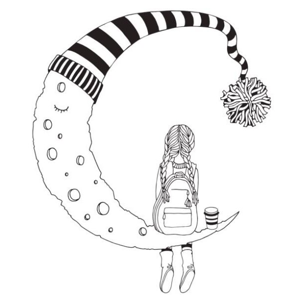 Раскраска девушка Луна