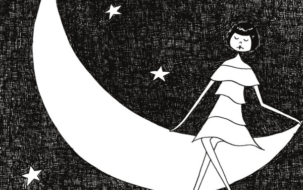 Нарисовать девушку на Луне