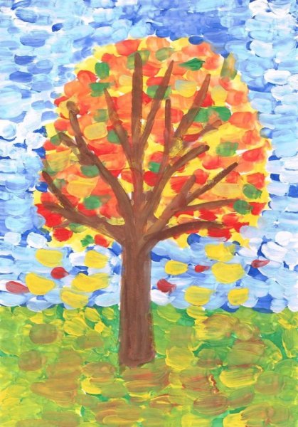 Рисование красками осень