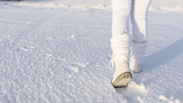 Женская зимняя обувь на снегу