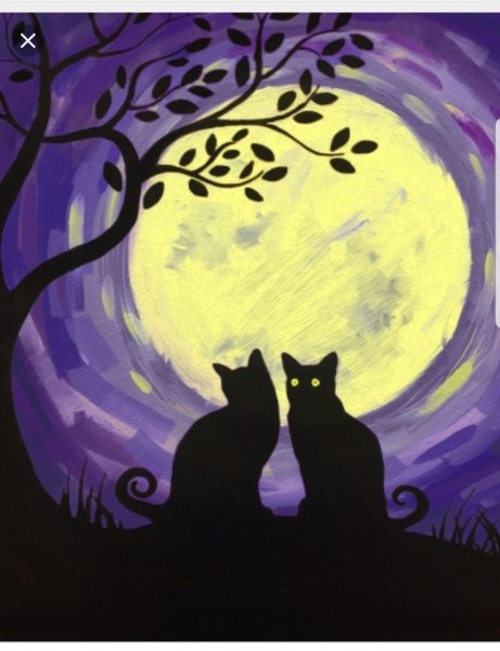 Лунный кот правополушарное рисование