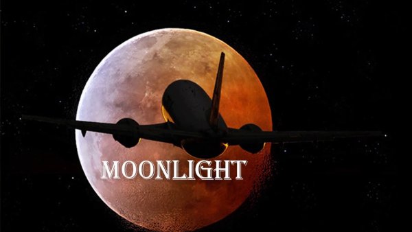 Самолет в ночном небе гиф