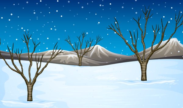 Снежное поле мультяшное