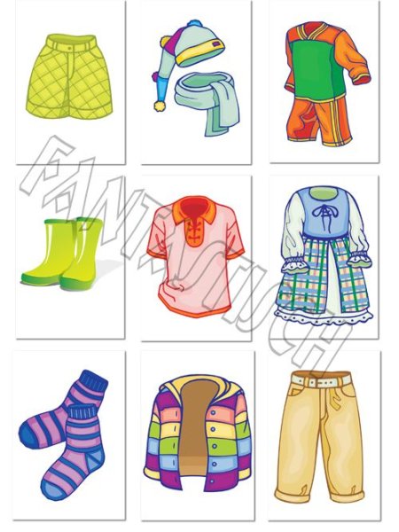 Карточки одежды для детского сада