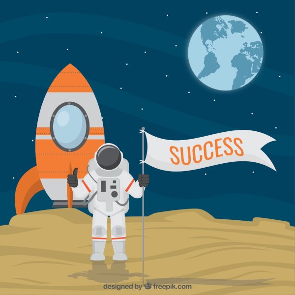 Мультяшная ракета с космонавтом