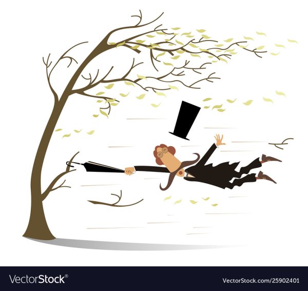 Сильный ветер иллюстрация