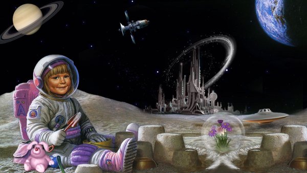 Ребенок мечтает о космосе