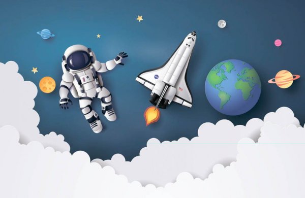 Космонавт с самолетиком