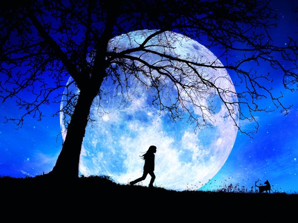 Человек на фоне Луны