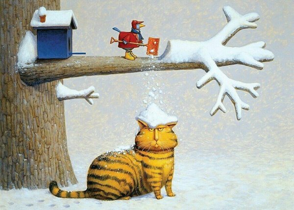 Веселые зимние коты