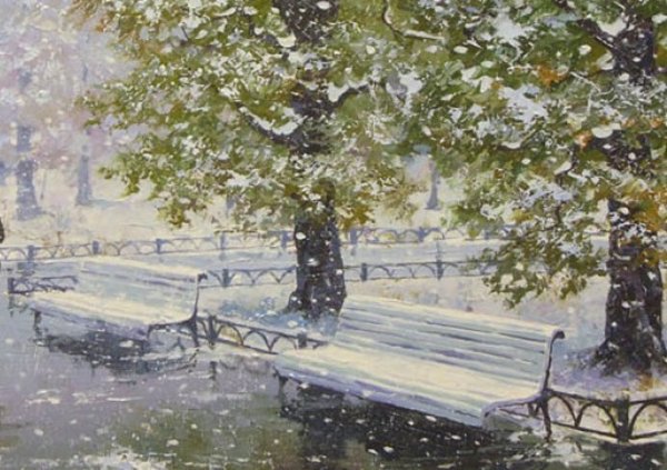 Снегопад в городе рисунок