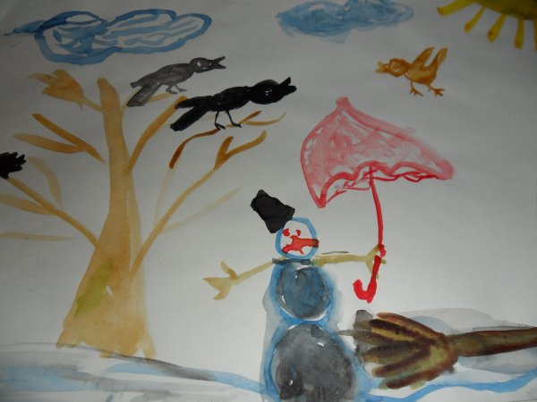 Рисунок к стихотворению Маршака снег уже теперь не тот