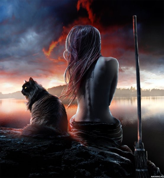 Девушка и кот фэнтези