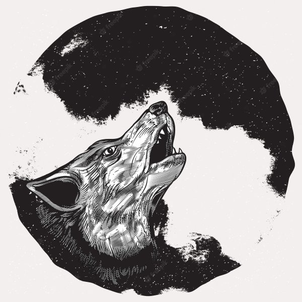 Волк воет на луну эскиз