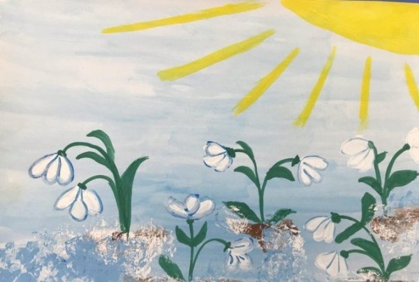 Рисование подснежника в детском саду