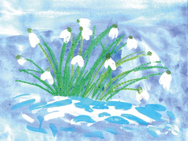 Подснежник на проталинке рисунок