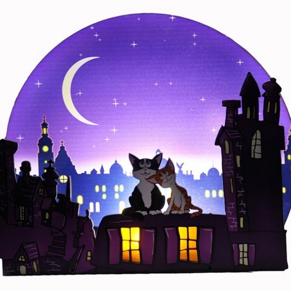 Коты на крыше ночью