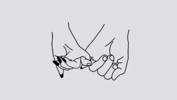 Сцепленные мизиньчики вектор ч/б