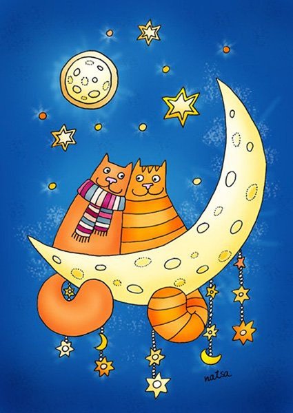 Кот и Луна
