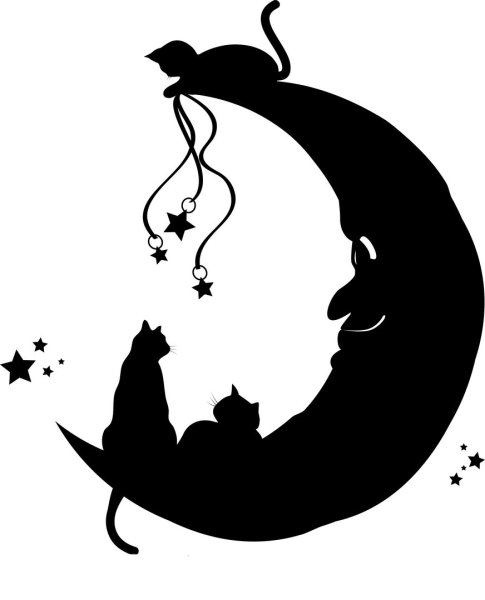 Кот на Луне силуэт