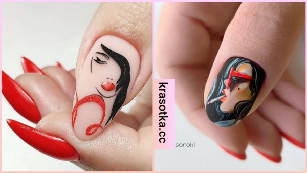 Девушка на ногтях рисунок