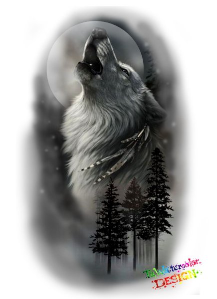 Все о тату «Волк воет на луну»