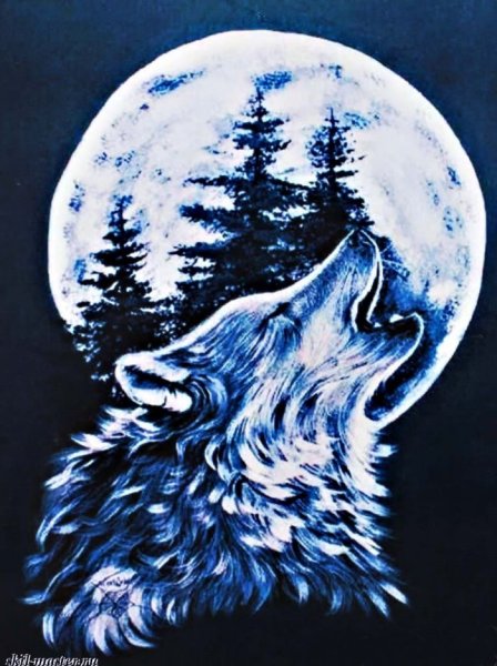 Фото тату волк луна