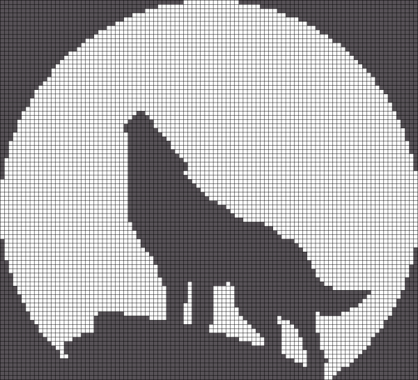 Силуэт волка на фоне Луны