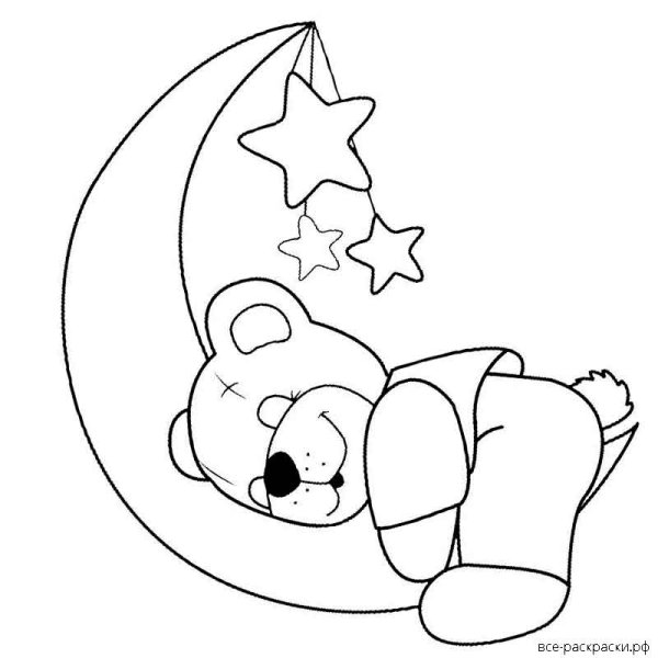 Спящий мишка раскраска