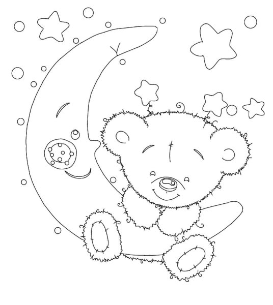 Мишка на Луне раскраска