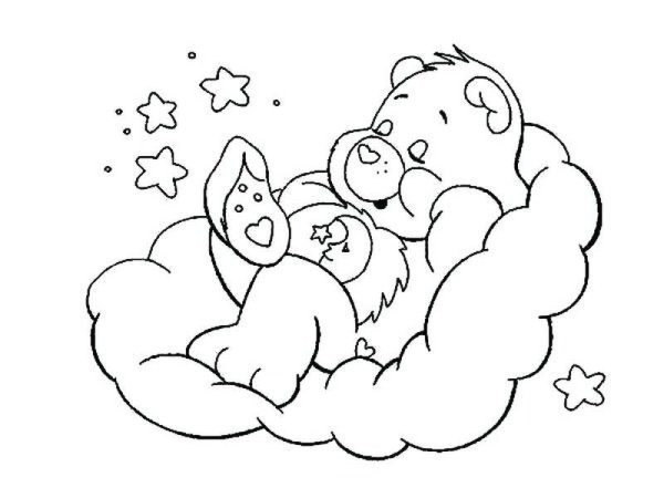 Раскраска Медвежонок на облаке