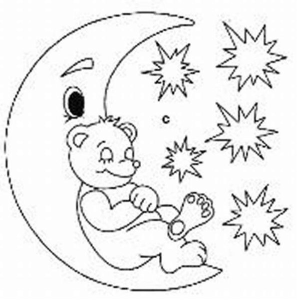 Медвежонок на месяце трафарет