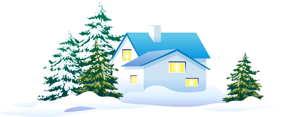 Зимний домик на белом фоне