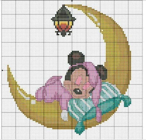 Микки Маус метрика вышивка крестом