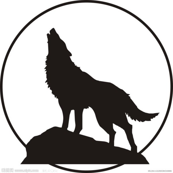 Трафарет волк и Луна