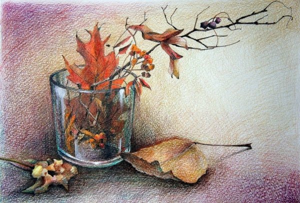 Осенняя композиция акварелью