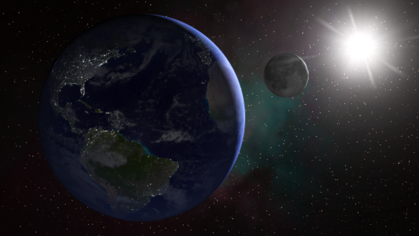 Земля и Луна в космосе